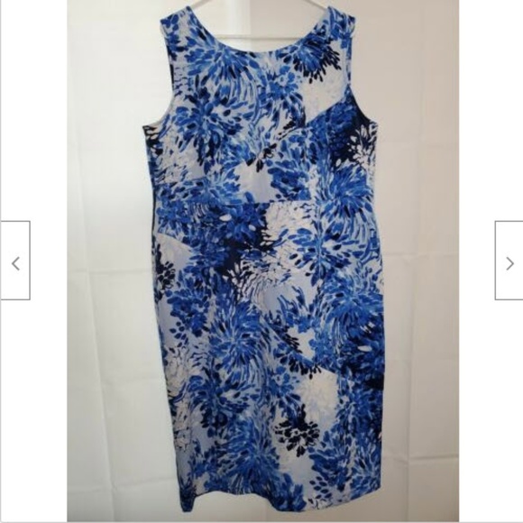 Maya Brooke Dresses & Skirts - Maya Brooke Dress 18W Blue White Floral Zipper